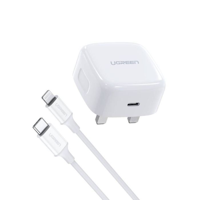UGREEN PD 20W PD Charger UK + USB-C to Lightning Cable 1m