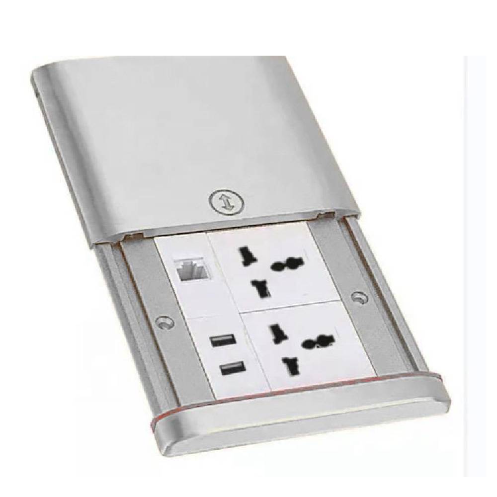Floor Socket with 2-power socket, USB Charger and RJ46