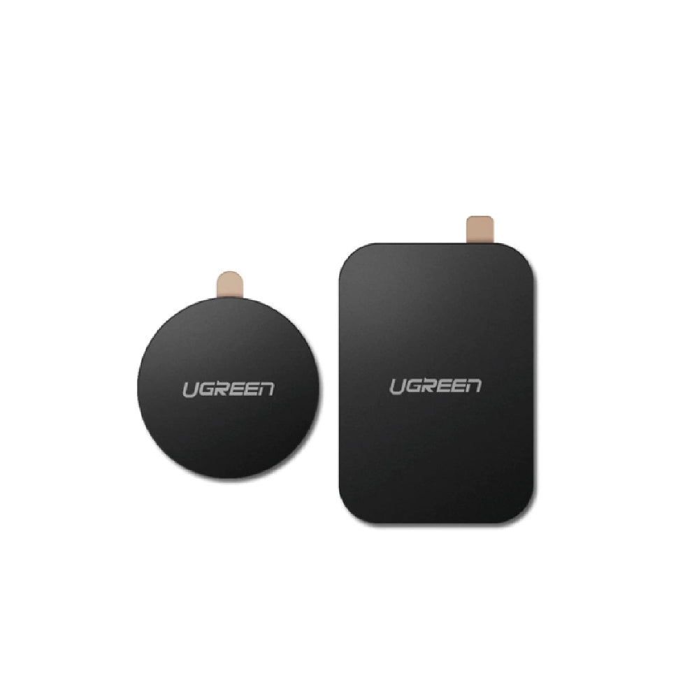 UGREEN Metal Plate for Magnetic Phone Stand 2 Pack Rectangular + Rounded (Black)