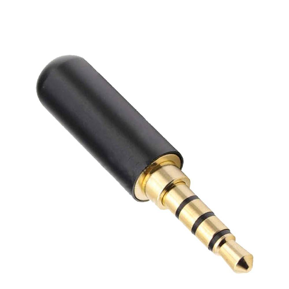 3.5mm 4Pole Male Headphone Metal Audio Soldering Jack With Spring Tail
