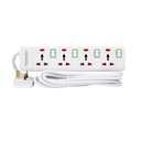 Terminator 4 Way Universal Power Extension Socket With Green Border Switches & Indicators 5M 13A