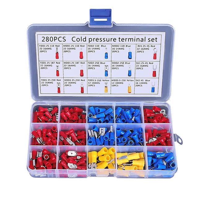 Assorted Cable Lug Box - 0.75mm, 1.0mm, 1.5mm, 2.5mm