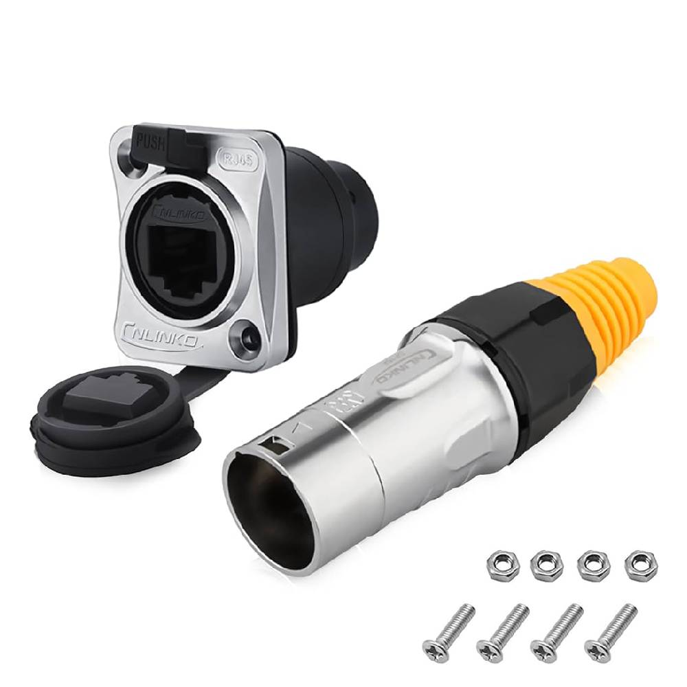 RJ45 Waterproof Metal Ethernet Cable Signal Panel Cat6 8P8C 1000V 1.5A Connector - Male