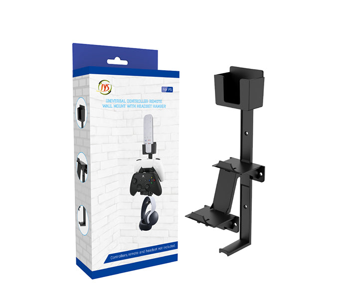 PS5 Wall Mount Kit Including 2 Accessory Holders For Remote Controller & Headphone Set