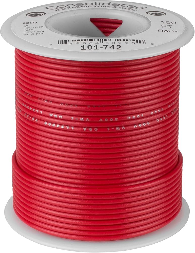 22 AWG Electrical Hook-up Wire 300V 400m Reel - Red
