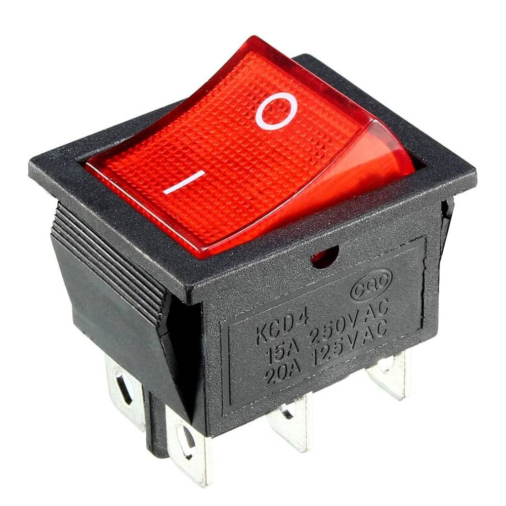 Rocket Switch On-Off 15A 250V AC / 20A 125V AC - Red