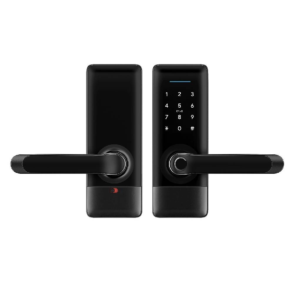 LILIWISE Smart Door lock Handle, Fingerprint, RFID, WiFi with Mechanical Keys (US Latch)