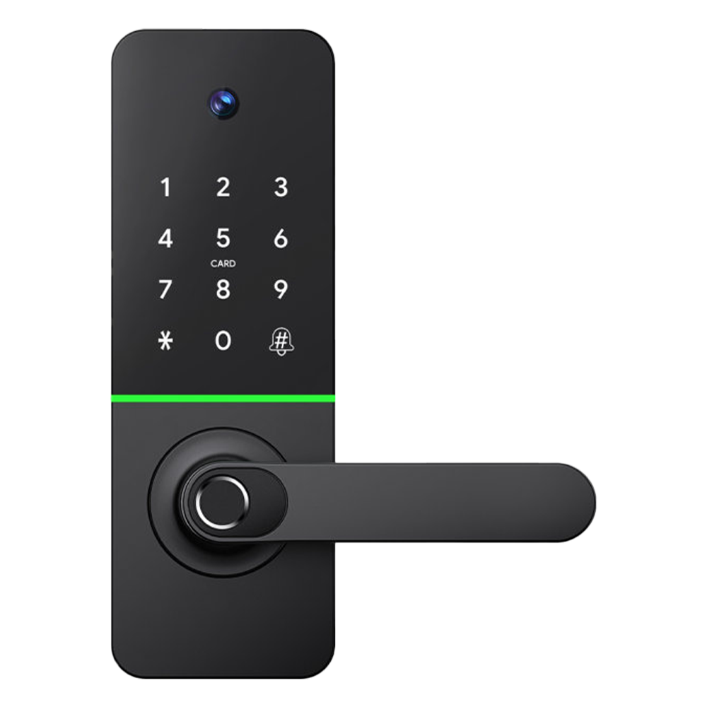LILIWISE Smart Door lock and Camera, Fingerprint, RFID, WiFi with Mechanical Keys (US Latch)