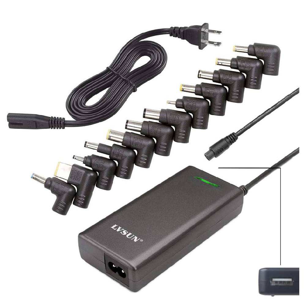 Universal Laptop Charger 90W AC Power Adapter for Laptop with 12 tips and 5V 1A USB Port