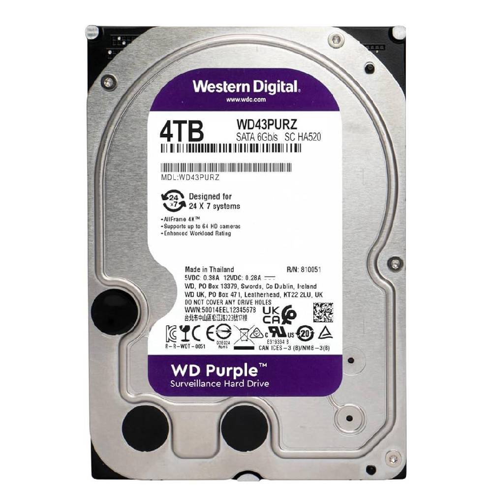 WD Purple Surveillance HDD 3.5" SATA 4TB 256MB