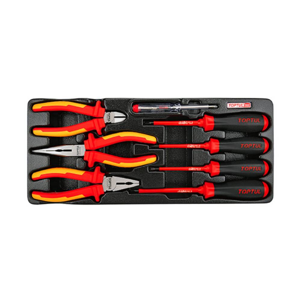 Heavy Duty CRV 8pcs Insulated PP&TPR Handle Screwdriver Pliers Tool Set