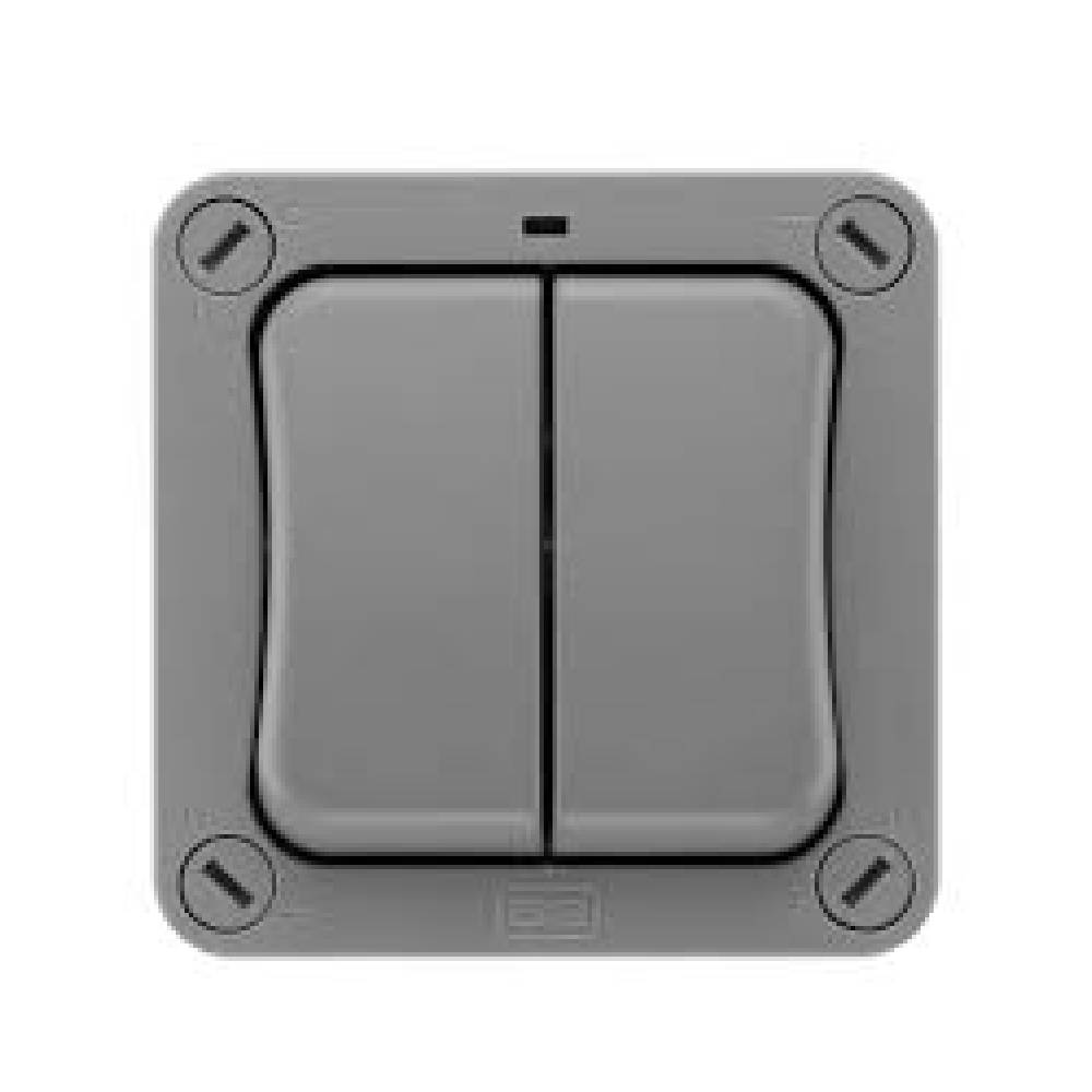 UV Stable IP66 20AX Wide Rocker Double Switch - 2 Way