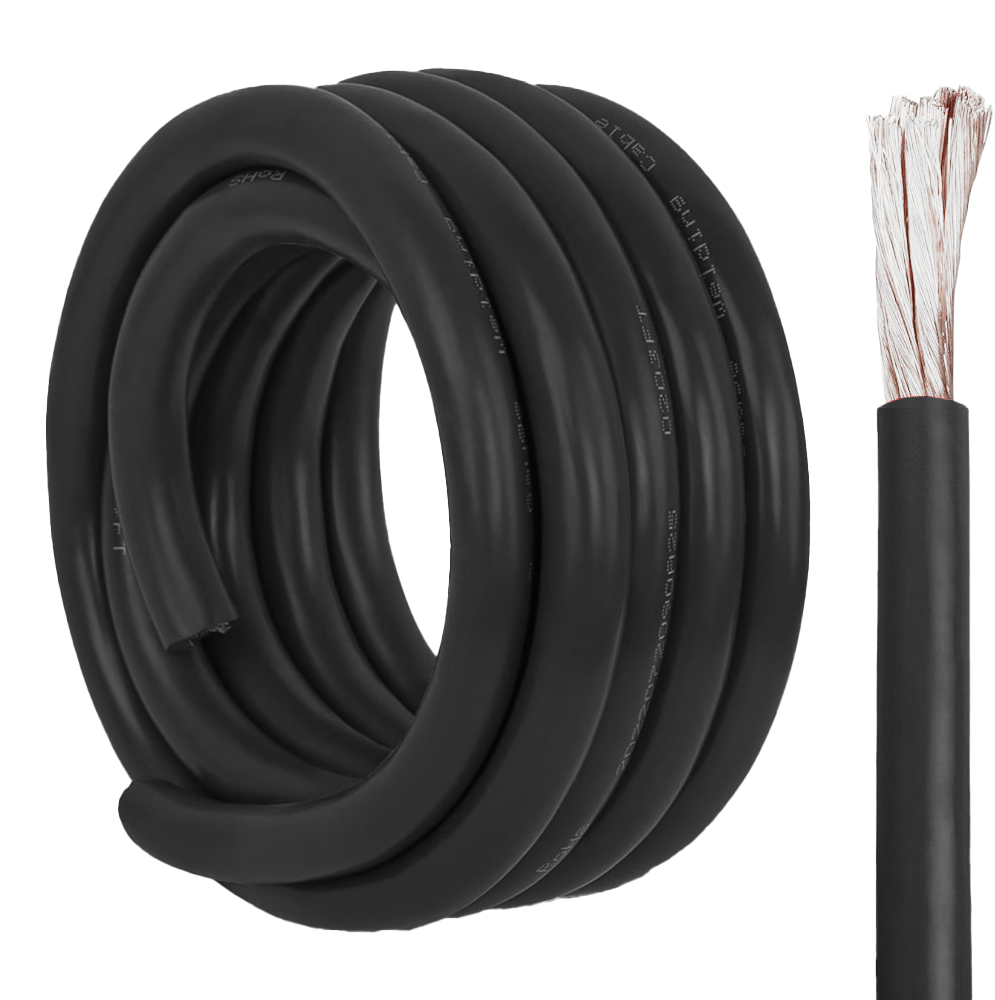 Battery Cable 2AWG, 33.5mm² 6700/0.08 Tinned Copper Silicone Jacket Black 13mm 50M/Roll