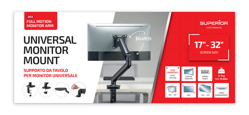 Superior 17‐32 Universal Single Monitor Mount PRO