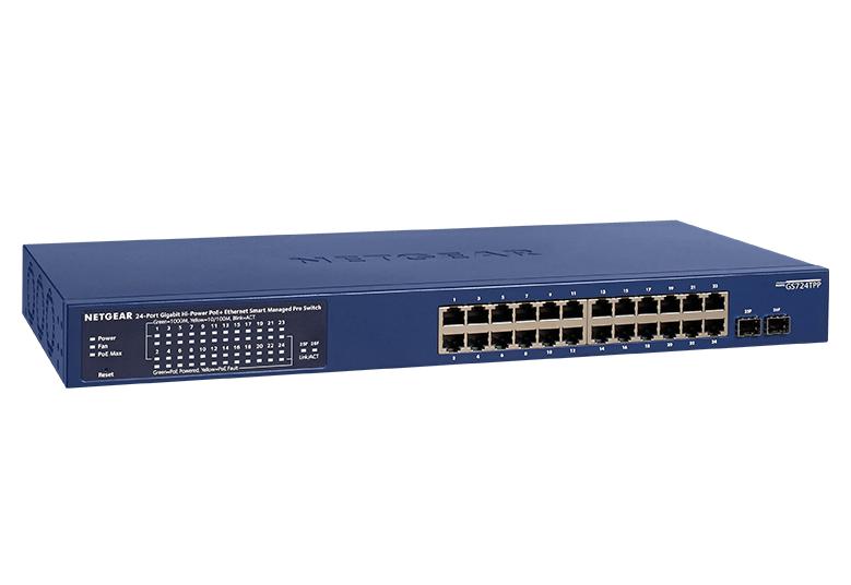NETGEAR 24-Port Gigabit Ethernet PoE+ Smart Switch With Optional Remote/Cloud Management and 2 SFP Ports (380W)