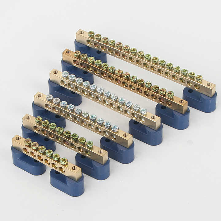 6 Pole Brass Neutral Link Terminal Block TSP028 - 6*9-6P Blue