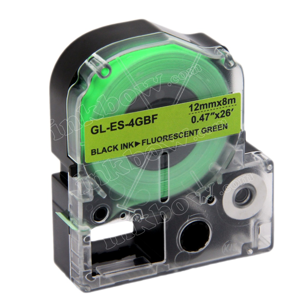 Epson Compatible Fluorescent Label Tape (Black on Fluorescent Green) 12mm x 5m