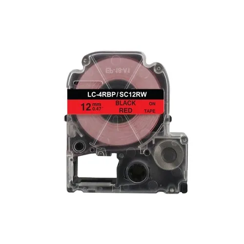 Epson Compatible Standard Label Tape (Black on Red) 12mm x 8m