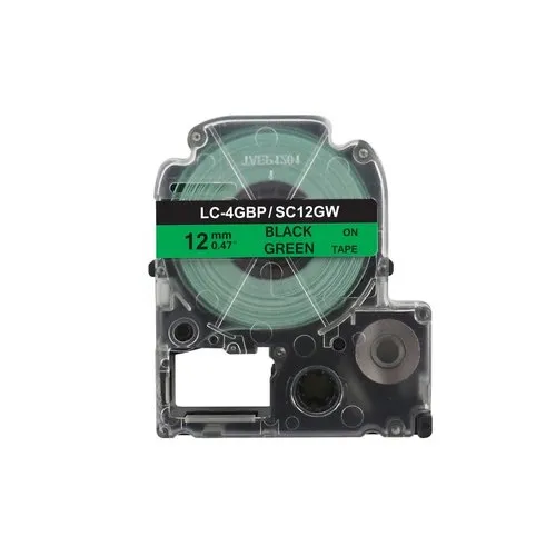 Epson Compatible Standard Label Tape (Black on Green)12mm x 8m