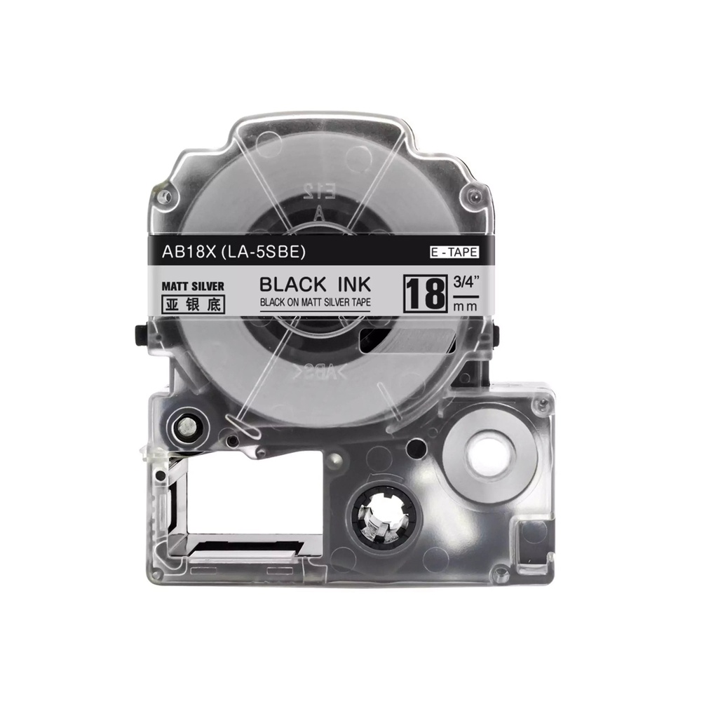 Epson Compatible Standard Label Tape (Black on MattSilver) 18mm x 8m