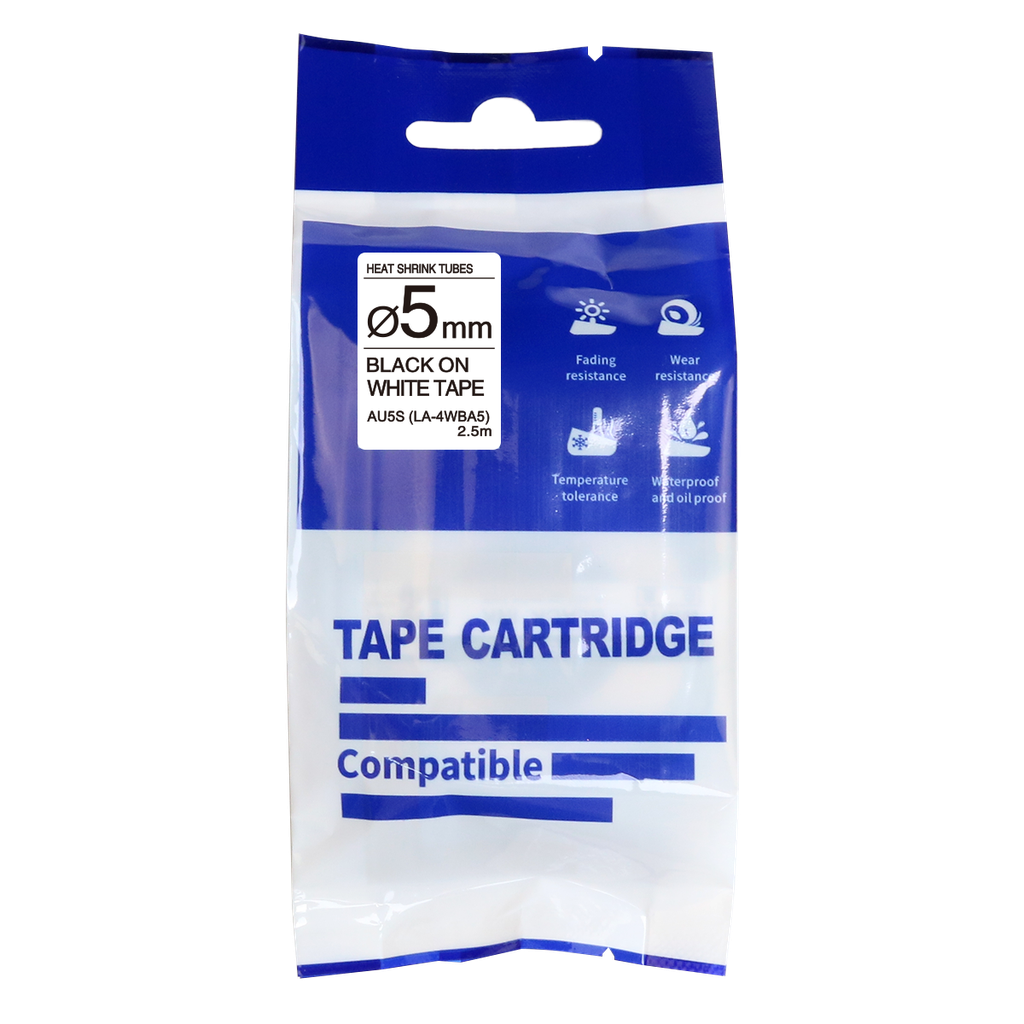 Epson Compatible Heat Shrink Tube (Black on White) 5mm x 2.5m