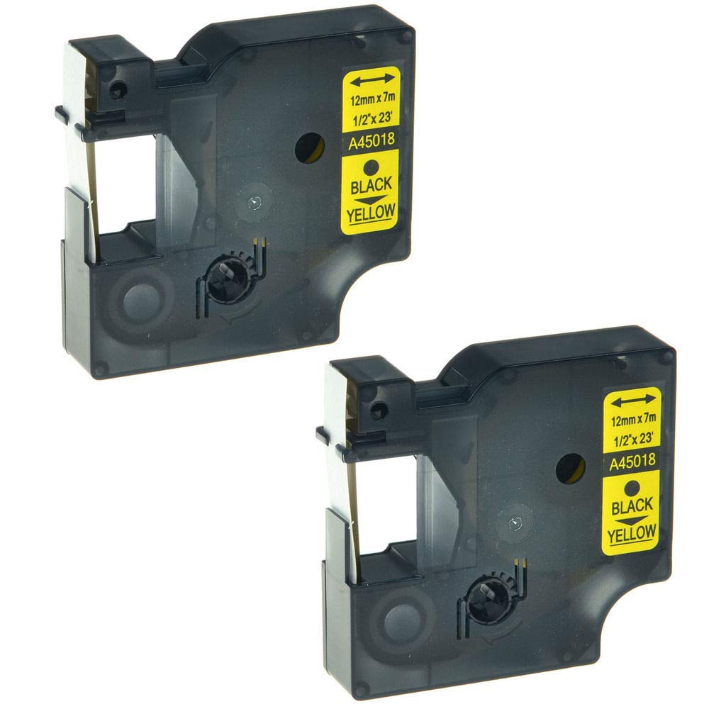 DYMO D1 Standard Label Tape (Black on Yellow) 12mm x 7m