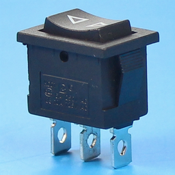 Rocker Switch 3 pin 2 way ON OFF ON Black Housing, Black Button, "I O II" marked