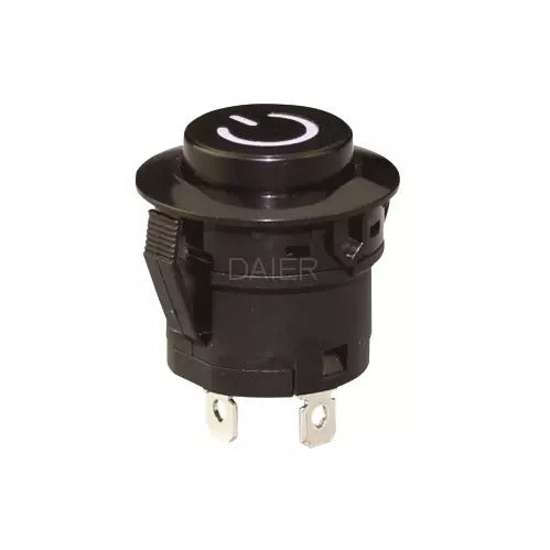 Push Button 26mm 3 Pin Latching, 220V Red Light black button black case, power symbol