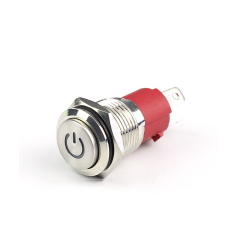 Push Button Metal 16mm 4 PIN Latching LED Red 220V Power Logo LED
