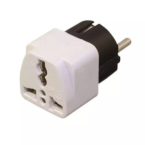 2 Pin Male Europe Schuko Plug to 3 Pin Universal Socket Travel Adaptor