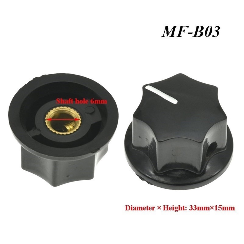 Bakelite Knob with 6.35mm Shaft Hole Diameter 33.5mm