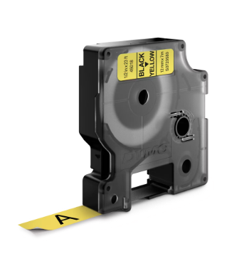 DYMO D1 Standard Labels - Black Text on Yellow Label 3/8" - 9mm