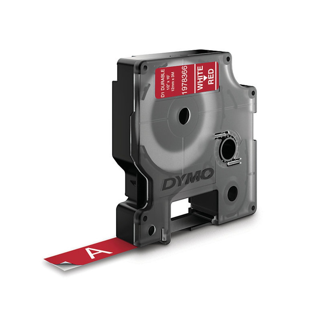 DYMO D1 Standard Labels - White Text on Red Label 5" - 24mm
