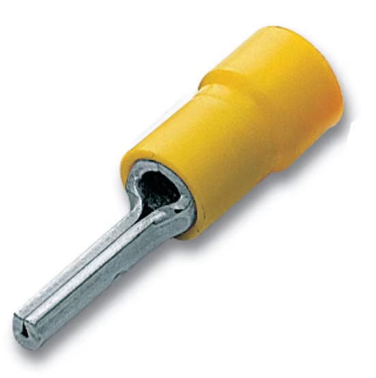 Insulated Pin Lug PTV5.5-13 Yellow, Brass