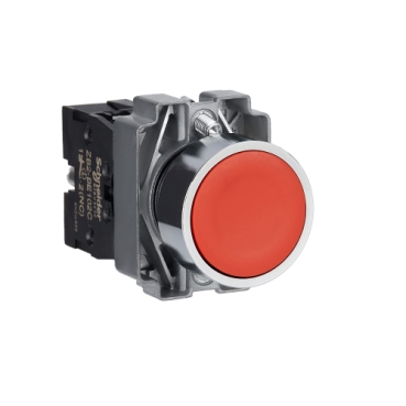 Metal Push Button Switches XB2-22mm NC - Red Self-Resetting, Silver