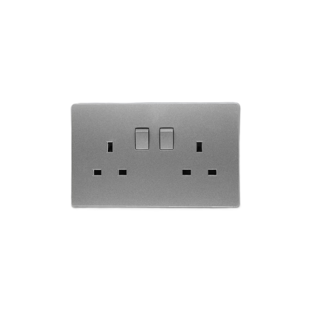 Siase 2 Gang 13A DP Switched Socket Grey