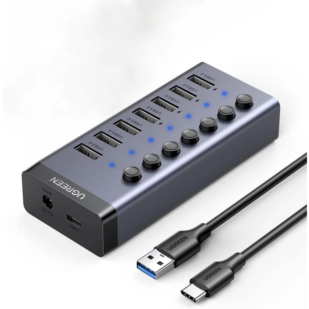 UGREEN USB-C to 7-Port USB-A 3.0 Hub DC 12V EU