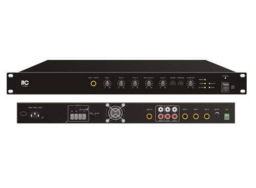 ITC 350W Class D Mixer Amplifier, with 4 phone jack mic input, 2 Aux,100V & 4-16Ω output