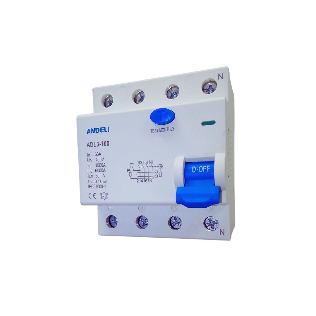 Residual Current Circuit Breaker RCCB ADL3 - 4P 100A