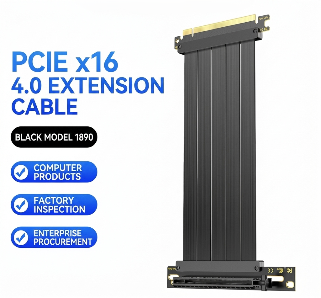 PCIE Gen 4 16x Extreme Flexible, High Speed Riser Cable PCI Express 4.0 Port GPU Extension Card-Straight Connector [7.87in/20cm]