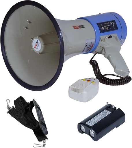 [60826] Handheld Megaphone 50W Battery Powered Megaphone Call recording with Bluetooth, USB, TF and AUX