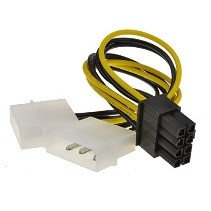 [61430] 8 Pin PCI Express PCIe Power Cable from Dual 4 Pin Molex LP4 Adapter