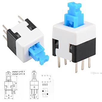 [65931] Micro Switch 8 x 8mm 6 Pin lock type black