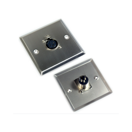 [71383] 3 Pin XLR Female Face Plate Outlet Microphone Socket Wall Module Steel Screw 80x80
