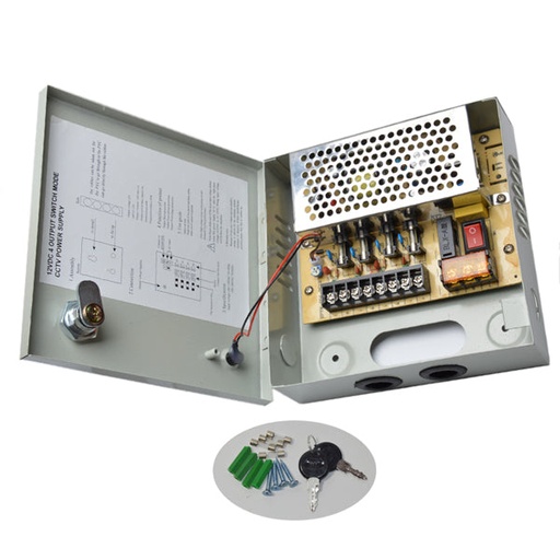 [77216] 4 Channel CCTV Camera power supply (12V 5A) with glass fused