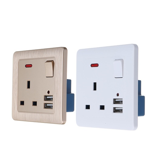 [77933] 13A Single Socket with 2.1A USB  Dual Port Charger