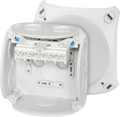 Cable junction box with terminals W 104 x H 104 x D 70 mm