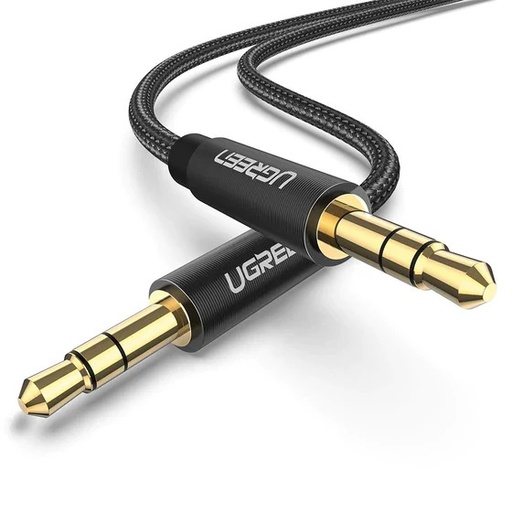 [80094] UGREEN 3.5mm Male to 3.5mm Male Cable Gold Plated Metal Case with Braid 2m (Black)