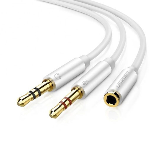 [80096] UGREEN 3.5mm Female to 2 Male Audio Cable ABS Case (White)