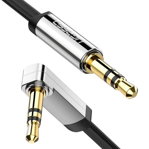 [80104] UGREEN 3.5mm Male to 3.5mm Male Straight to Angle Flat Cable 3m (Black)